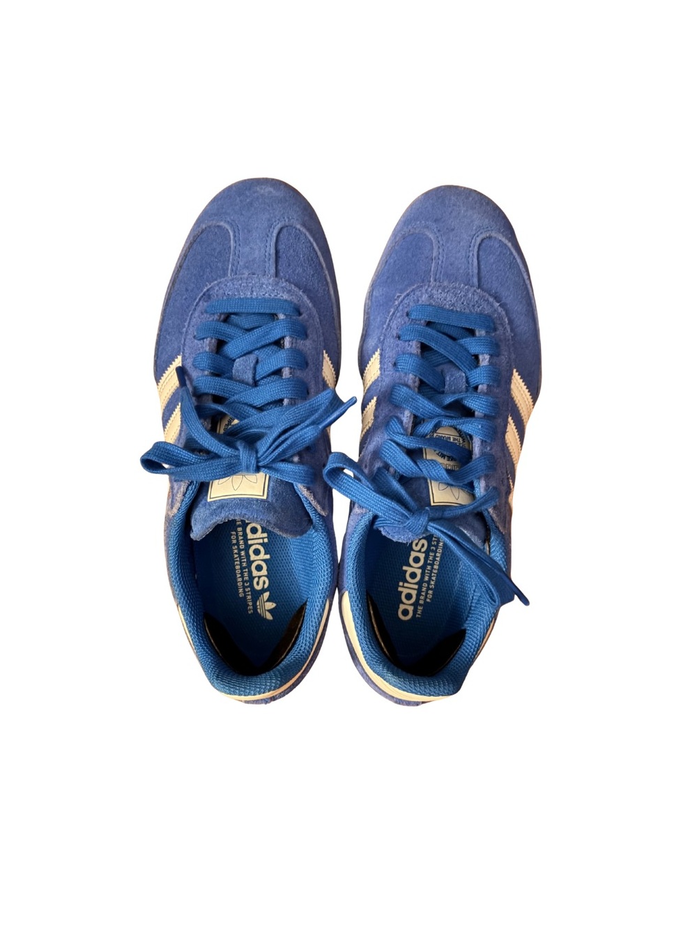 adidas Men’s Blue Suede Samba Sneakers with Cream Stripes